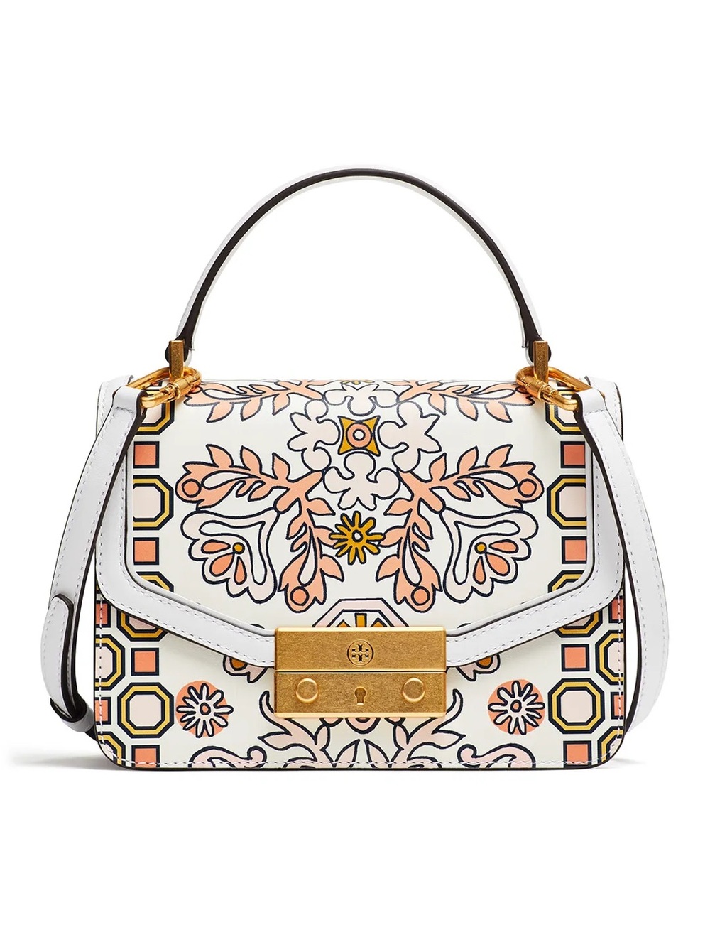 EUC Tory Burch Juliette Printed Mini Top Handle Satchel in White